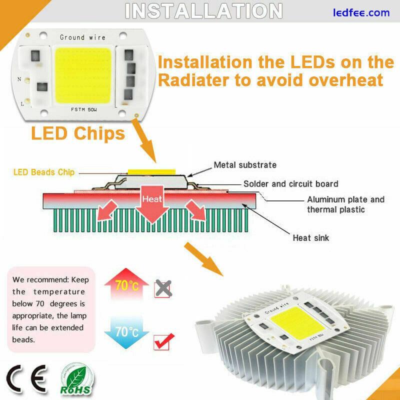 LED Chip 10W 30W 50W 100W Driverless Full Spectrum Smart IC DIY Bulb FloodLight 4 