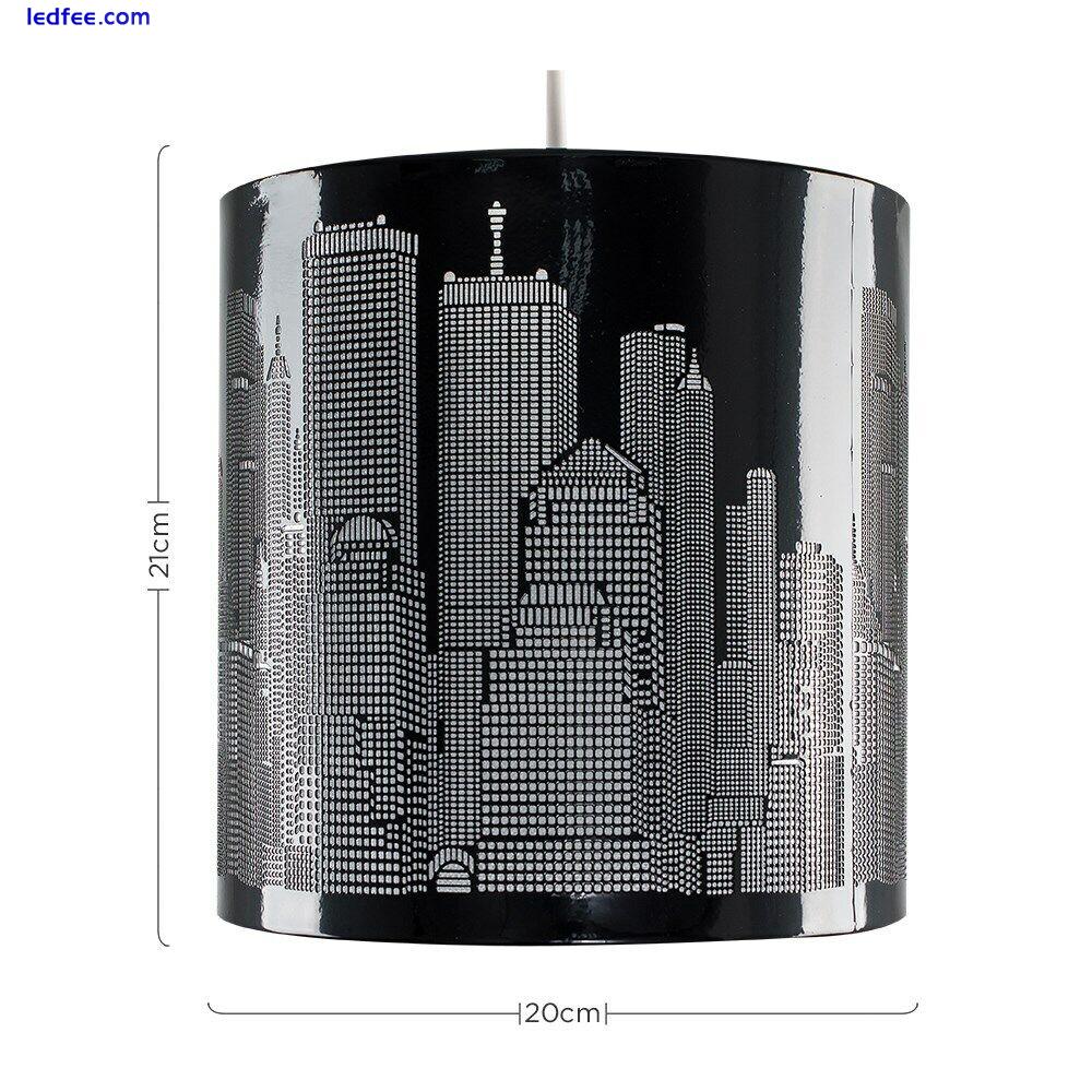 Gloss Black Lampshade New York City Skyline Cut Out Pendant Ceiling Light Shade 4 