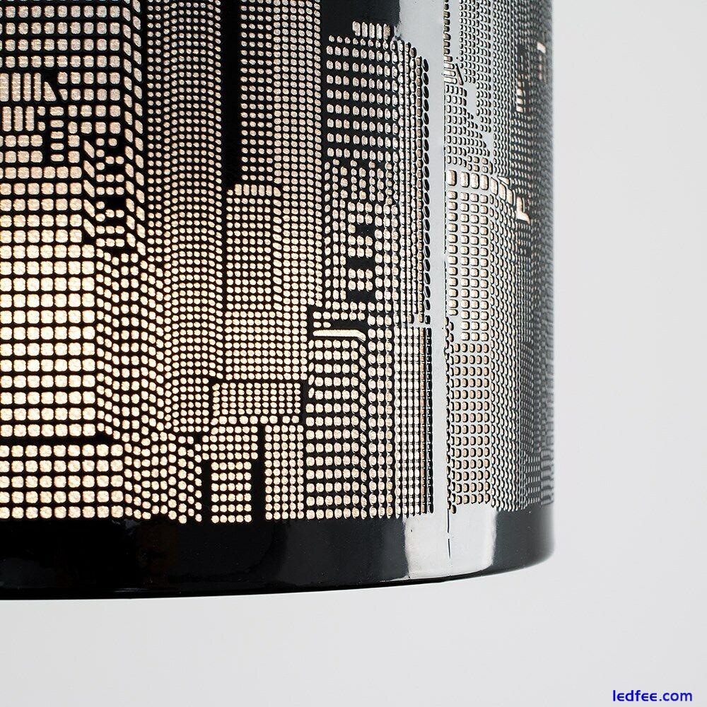 Gloss Black Lampshade New York City Skyline Cut Out Pendant Ceiling Light Shade 3 