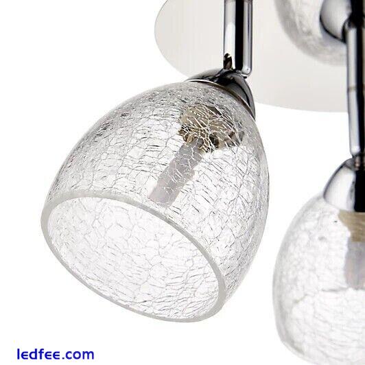 3 Light Crackle Glass Lampshade Chrome Ceiling Light Clear Dimmable Spotlight 0 