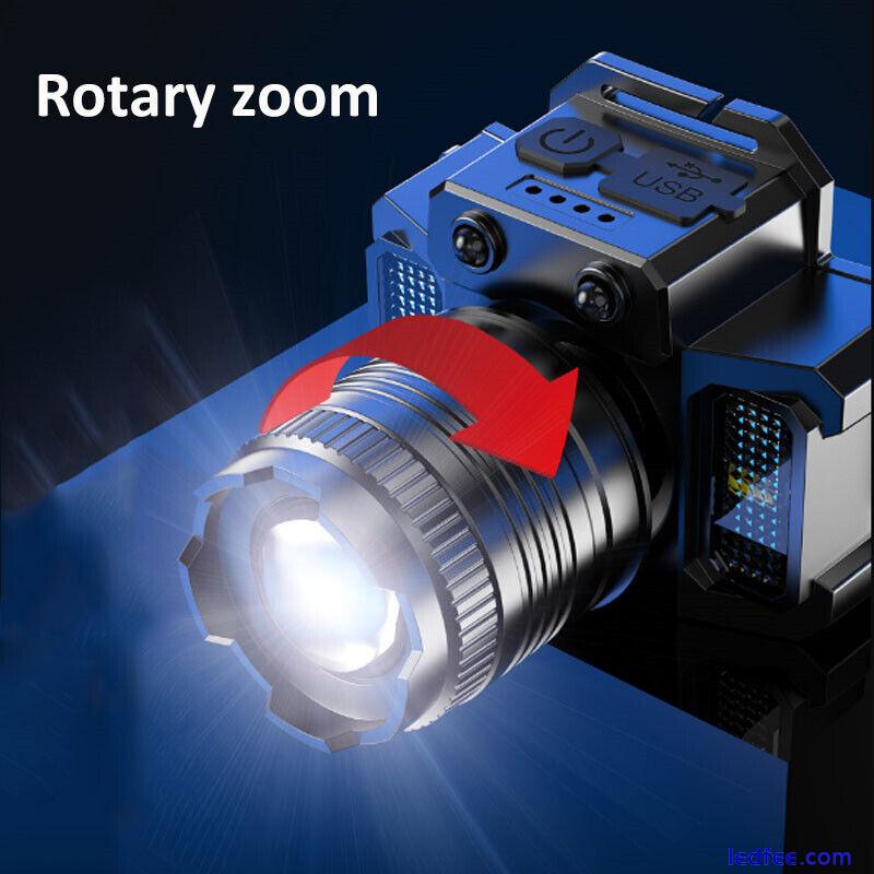 1200000LM Powerful LED Zoom Tactical Headlamp Head Torch Rechargeable Headlight 3 