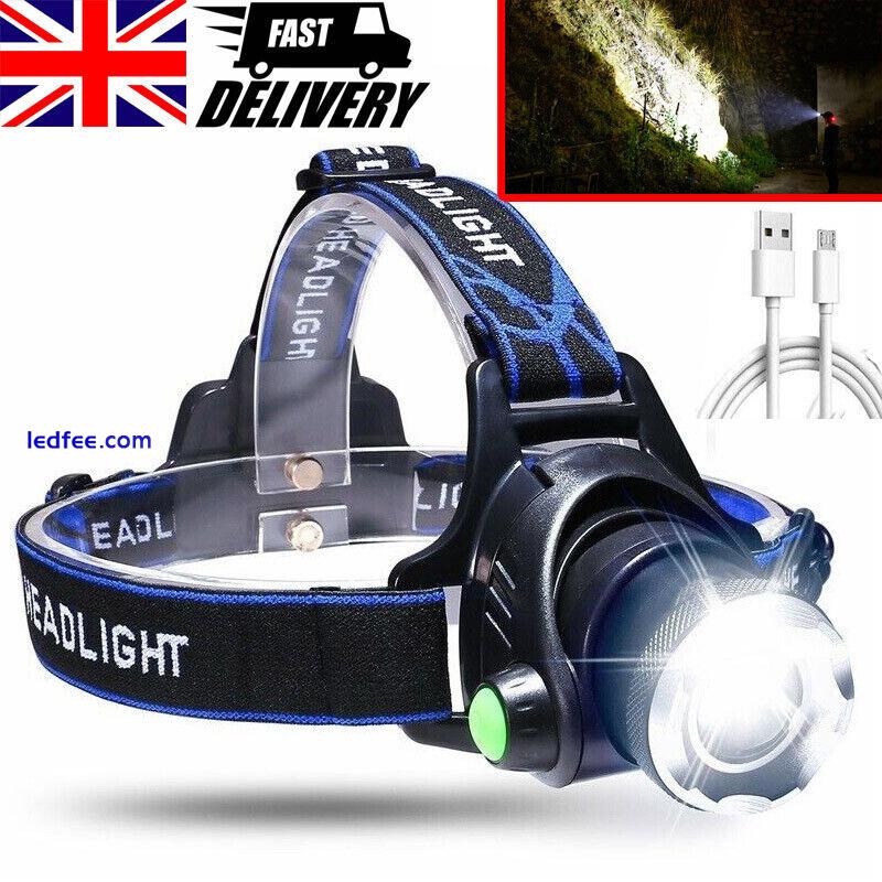 T9 LED Headlamp Rechargeable 990000LM Zoom Headlight Head Torch Flashlight Camp 0 