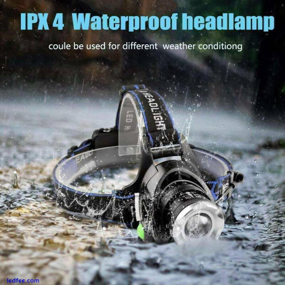 T9 LED Headlamp Rechargeable 990000LM Zoom Headlight Head Torch Flashlight Camp 4 