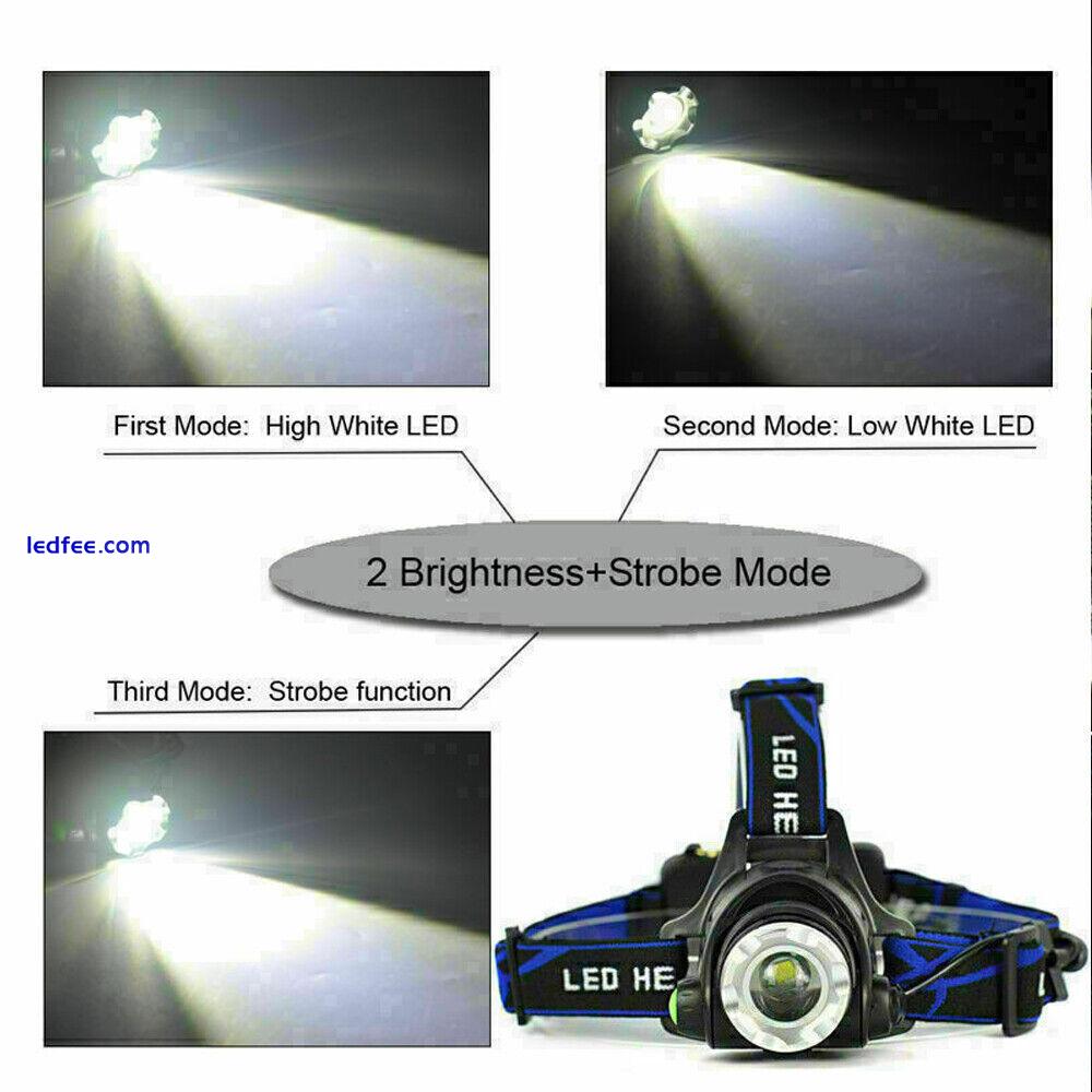 T9 LED Headlamp Rechargeable 990000LM Zoom Headlight Head Torch Flashlight Camp 5 