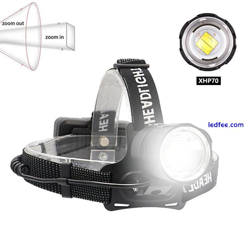 990000LM XHP90/XHP70  LED Headlamp Zoom USB Rechargeable Head Torch Headlight 4 