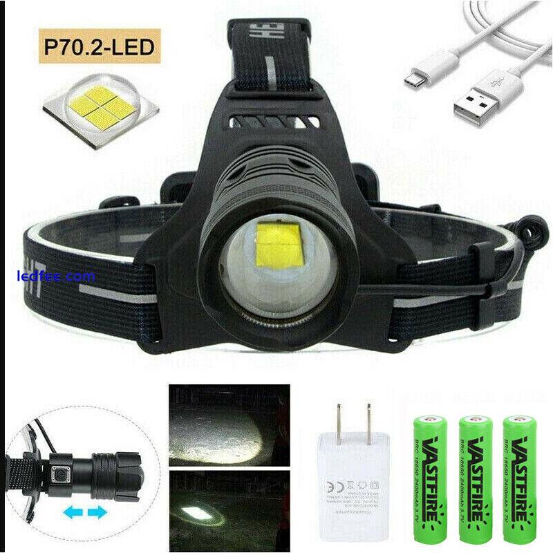 990000LM XHP90/XHP70  LED Headlamp Zoom USB Rechargeable Head Torch Headlight 0 