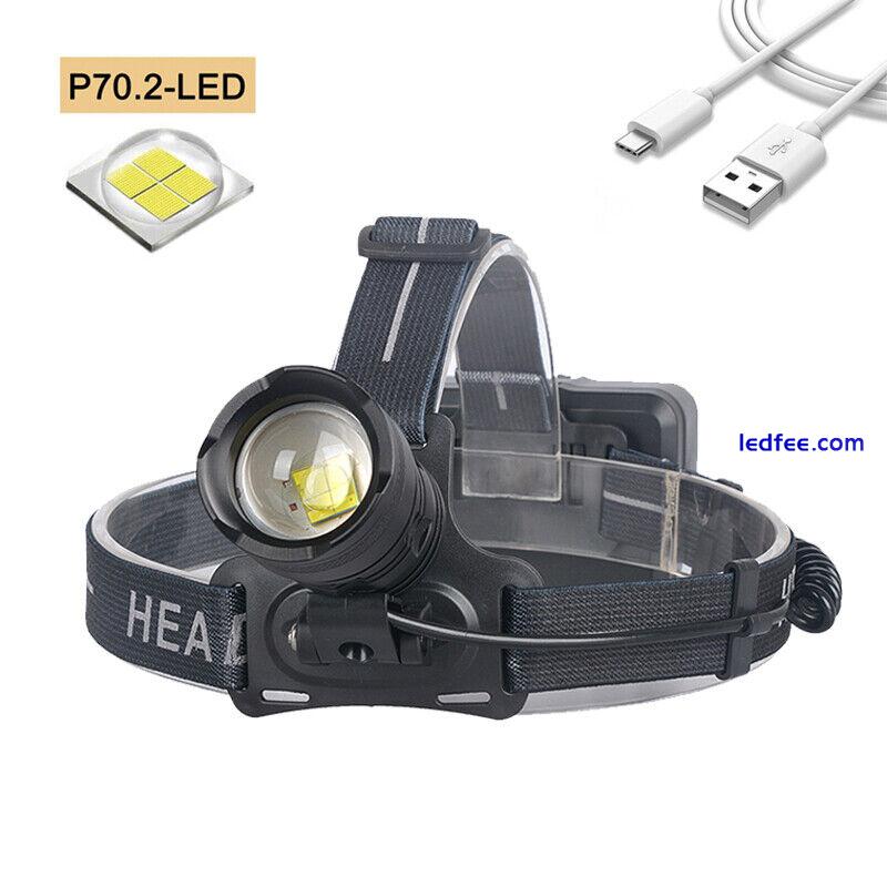 990000LM XHP90/XHP70  LED Headlamp Zoom USB Rechargeable Head Torch Headlight 3 