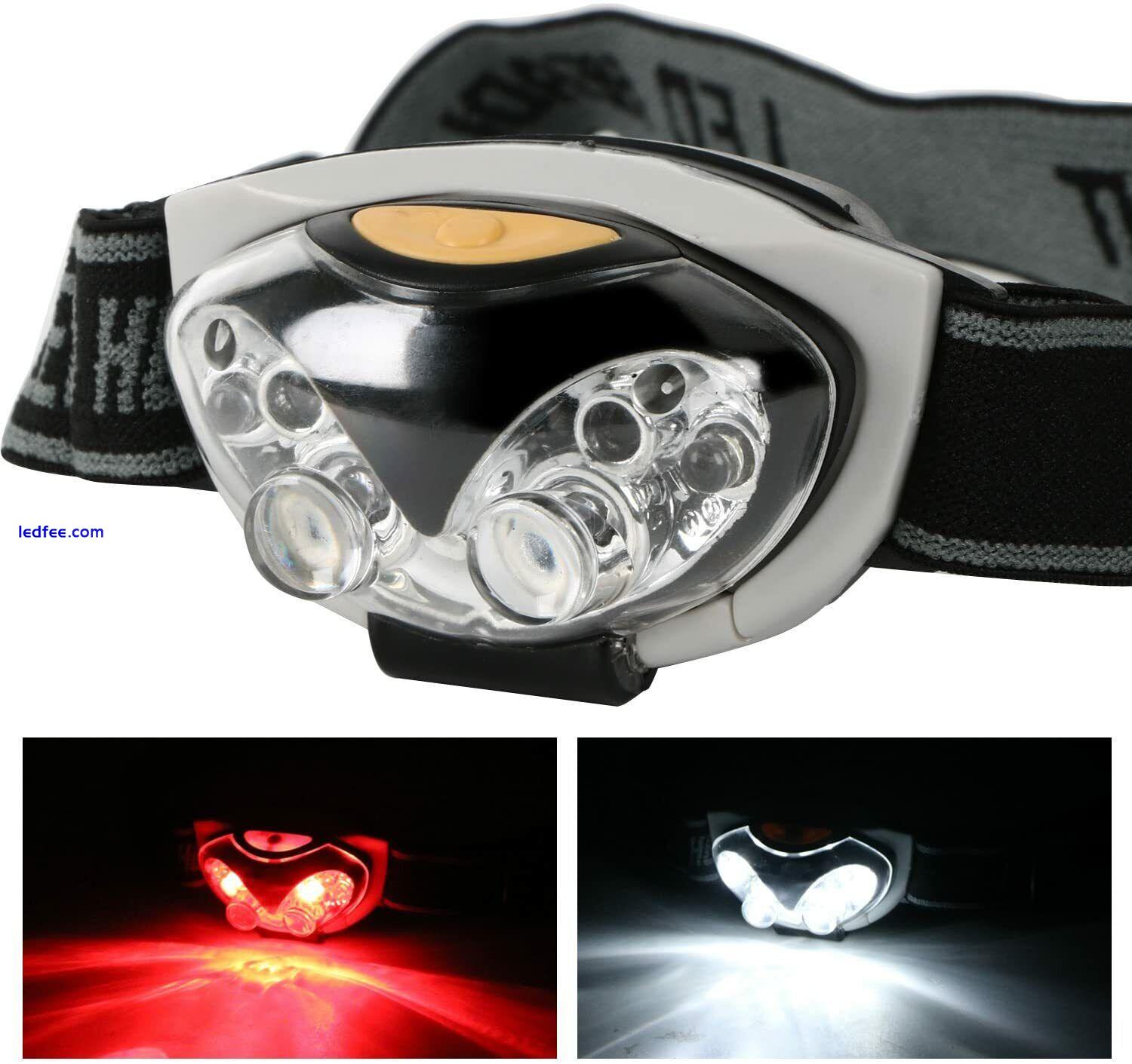 TRIXES LED Headtorch Red & White Light NEW Fishing Camping Outdoors Head Torch 2 