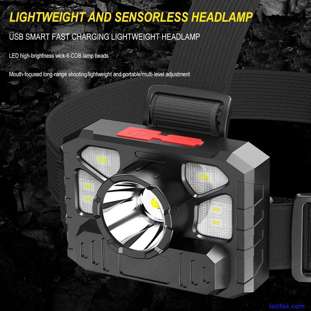 COB Super Bright USB Rechargeable Headlamp Waterproof LED Head Torch Headlight 0 