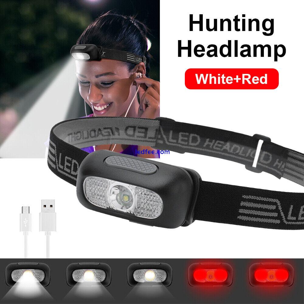 Super Bright LED Head Torch USB Rechargeable Lightweight Headlight Waterproof UK 1 