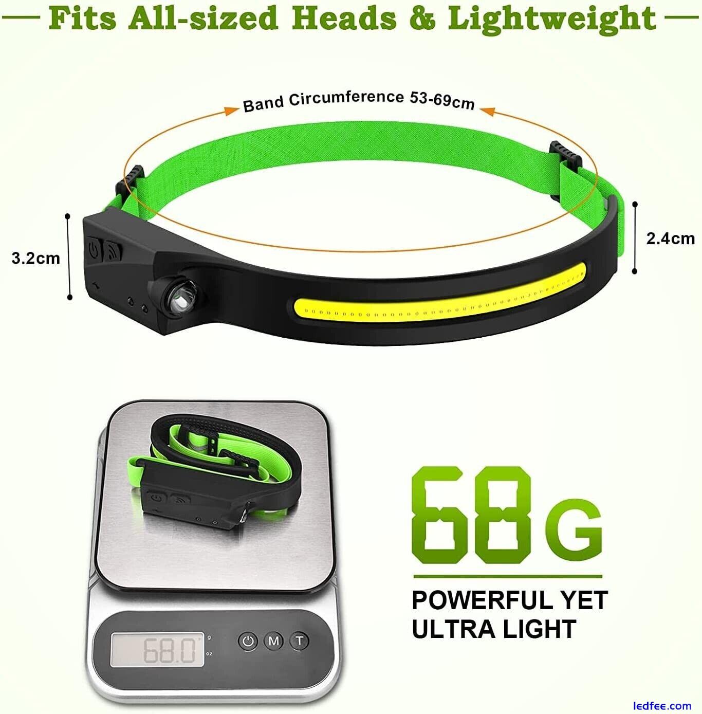 Head Torch Rechargeable 230°Wide Angle with Motion Sensor Headlamp Real Price UK 5 