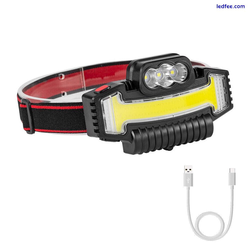 990000 Lumen COB + LED Headlamp Headlight USB Rechargeable Headlight Head Torch 2 