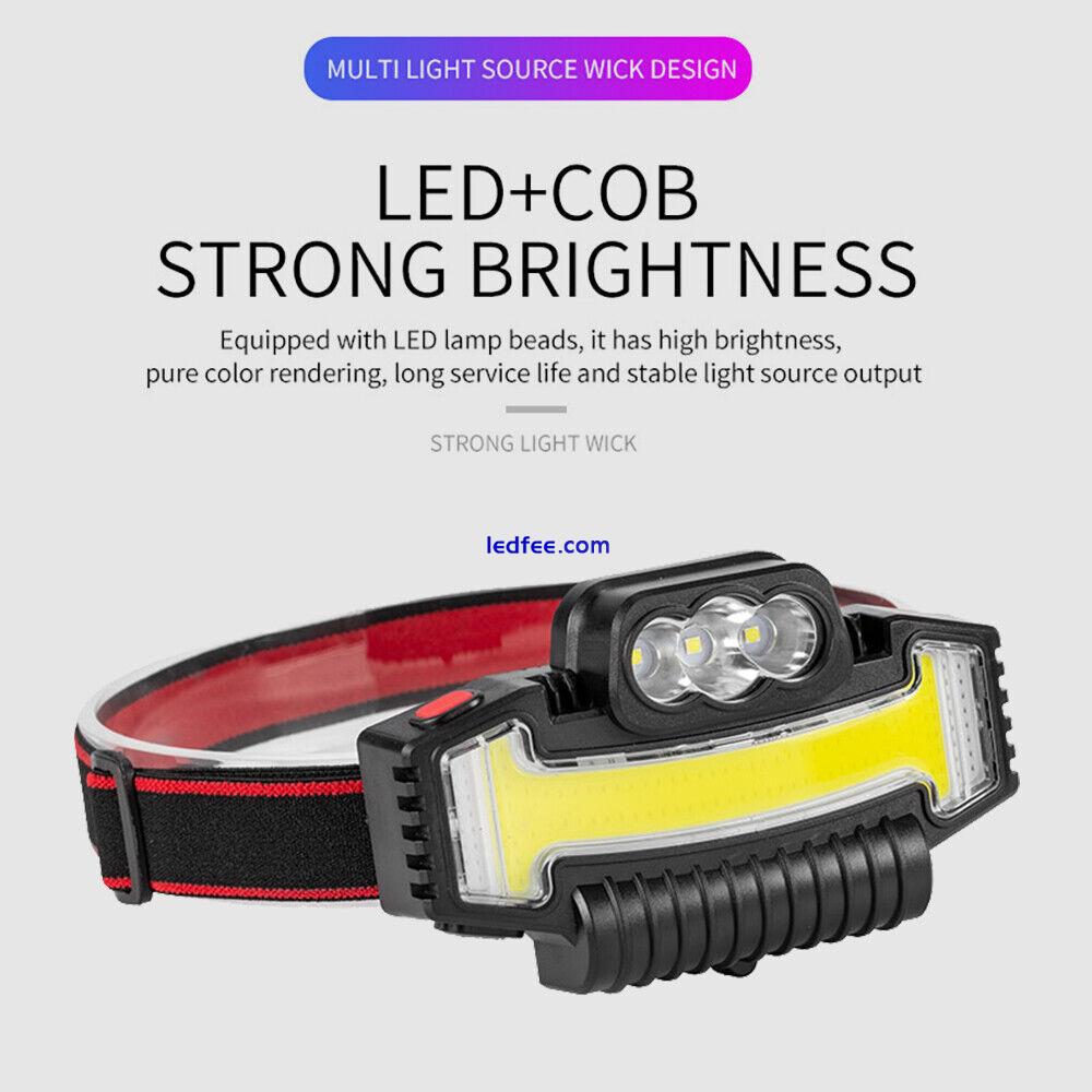 990000 Lumen COB + LED Headlamp Headlight USB Rechargeable Headlight Head Torch 1 