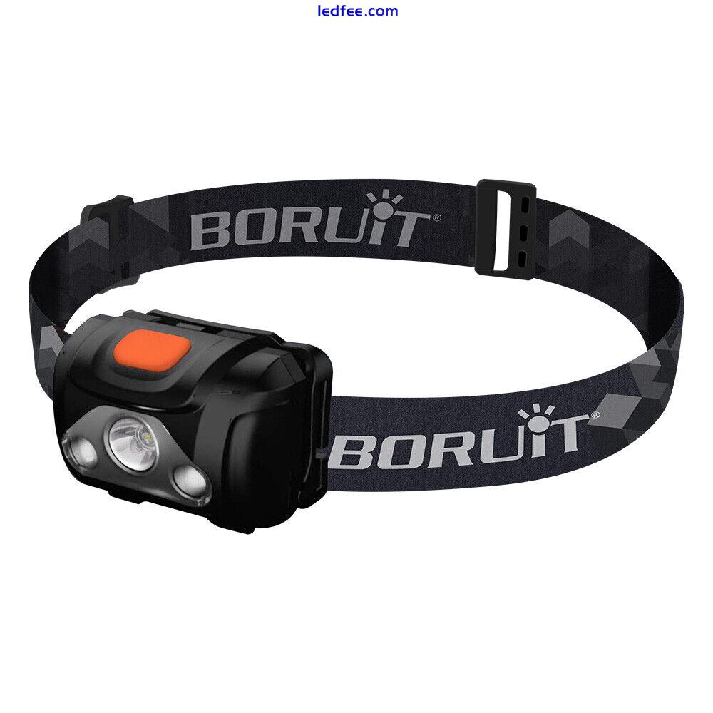 BORUIT LED Headlamp Torch AAA Battery Rechargeable Camping Light Red White 0 