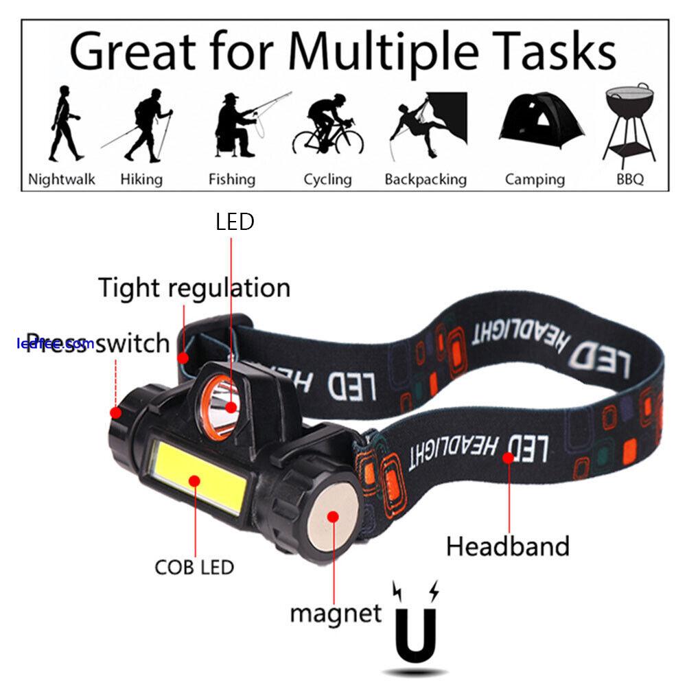 LED Headlight Torch 1200mA Plastic Waterproof Head Lamp for Fishing Night Riding 3 