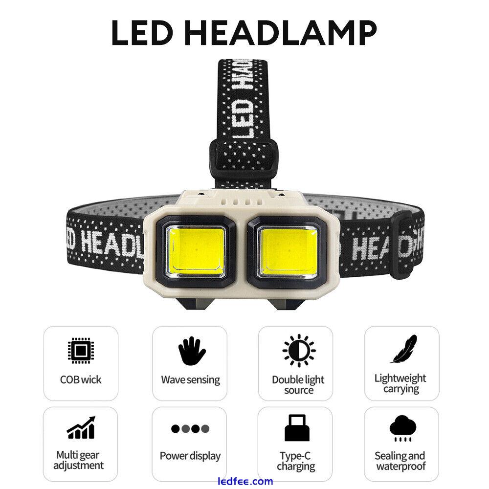 Sensor Head Torch LED Headlight Fishing Camping Headlamp USB Rechargeable IPX4 1 