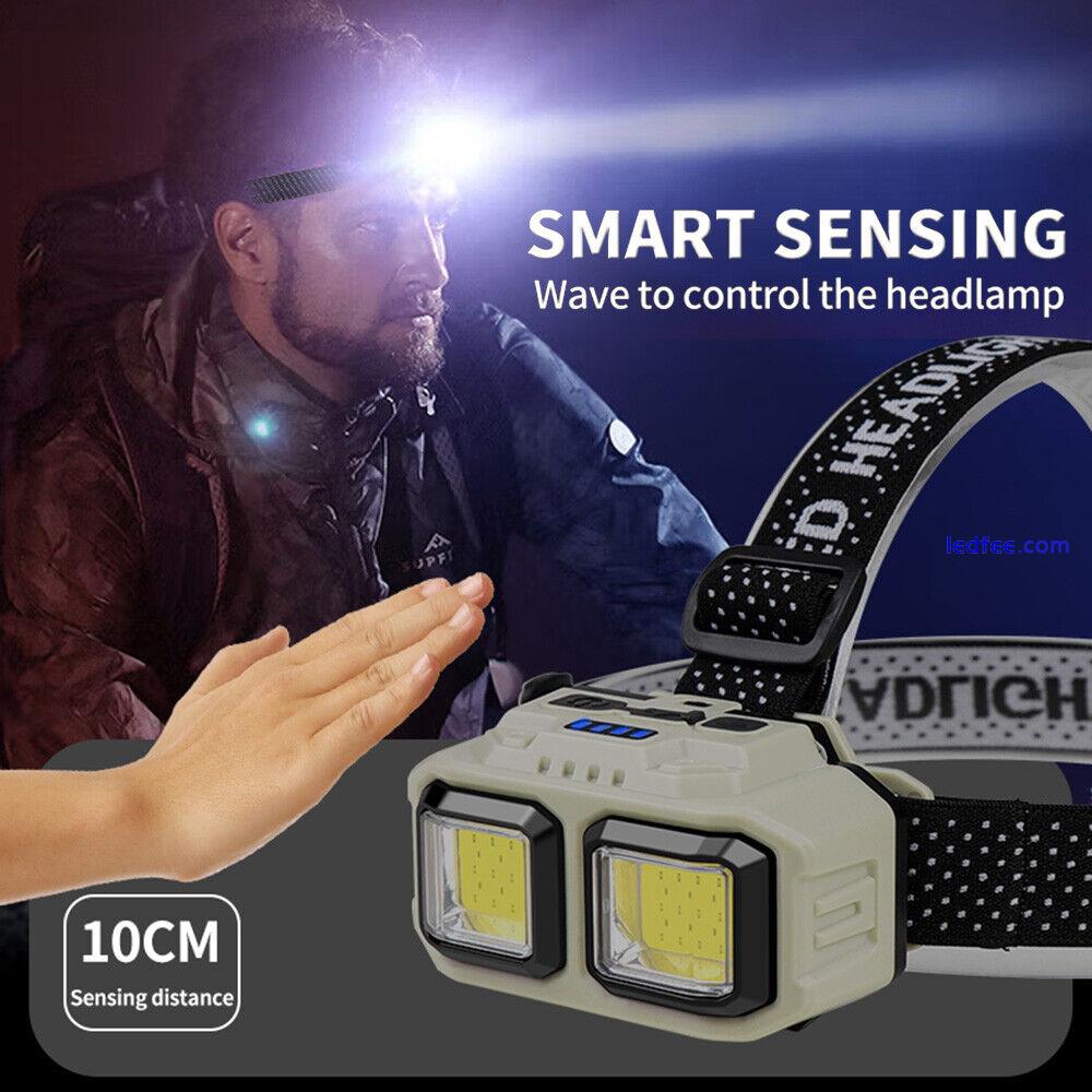 Sensor Head Torch LED Headlight Fishing Camping Headlamp USB Rechargeable IPX4 5 