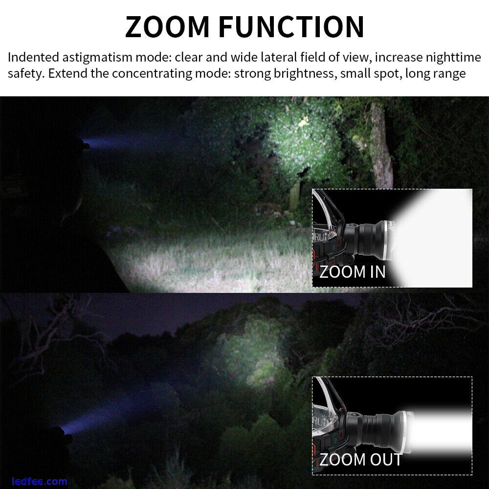 Zoom Headlamp Camping LED Headlight Head Torch Lamp Flashing Light Waterproof 3 