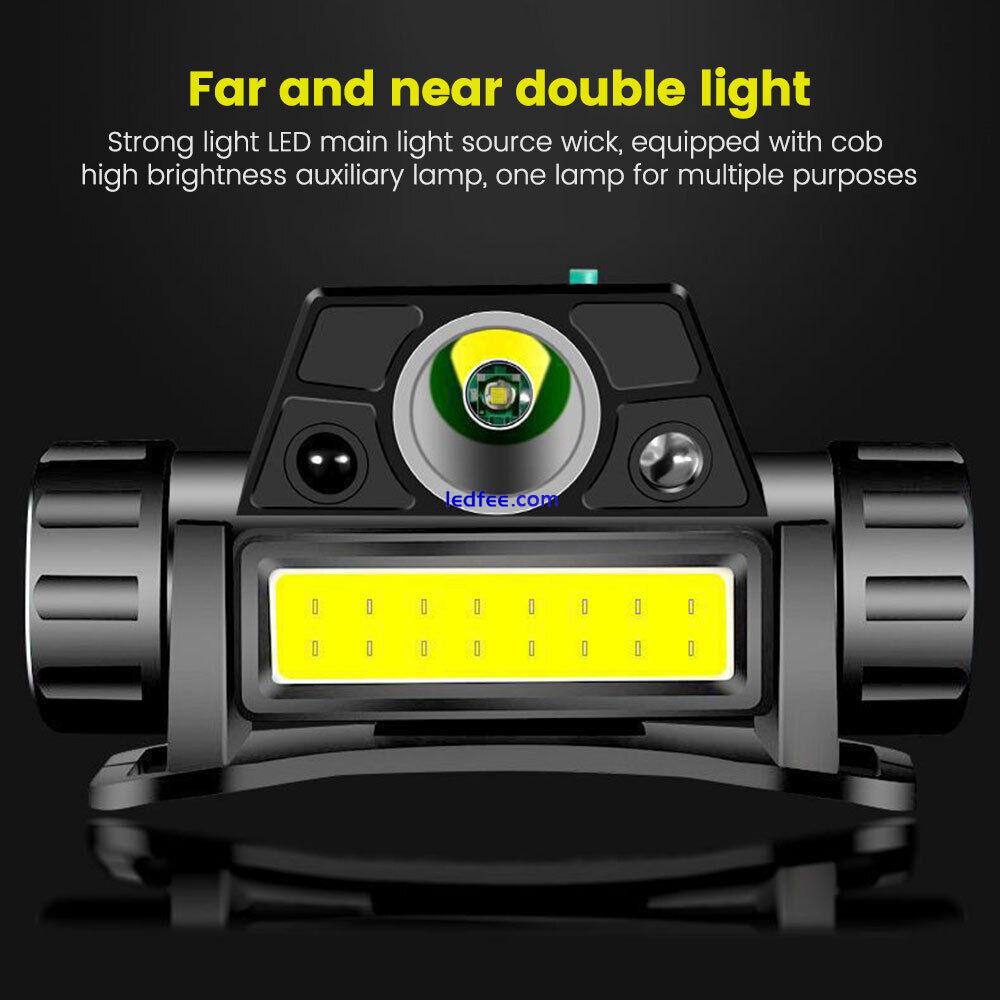 Outdoor Portable LED Headlamp Head Torch COB Work Light USB Rechargeable Sensor 1 