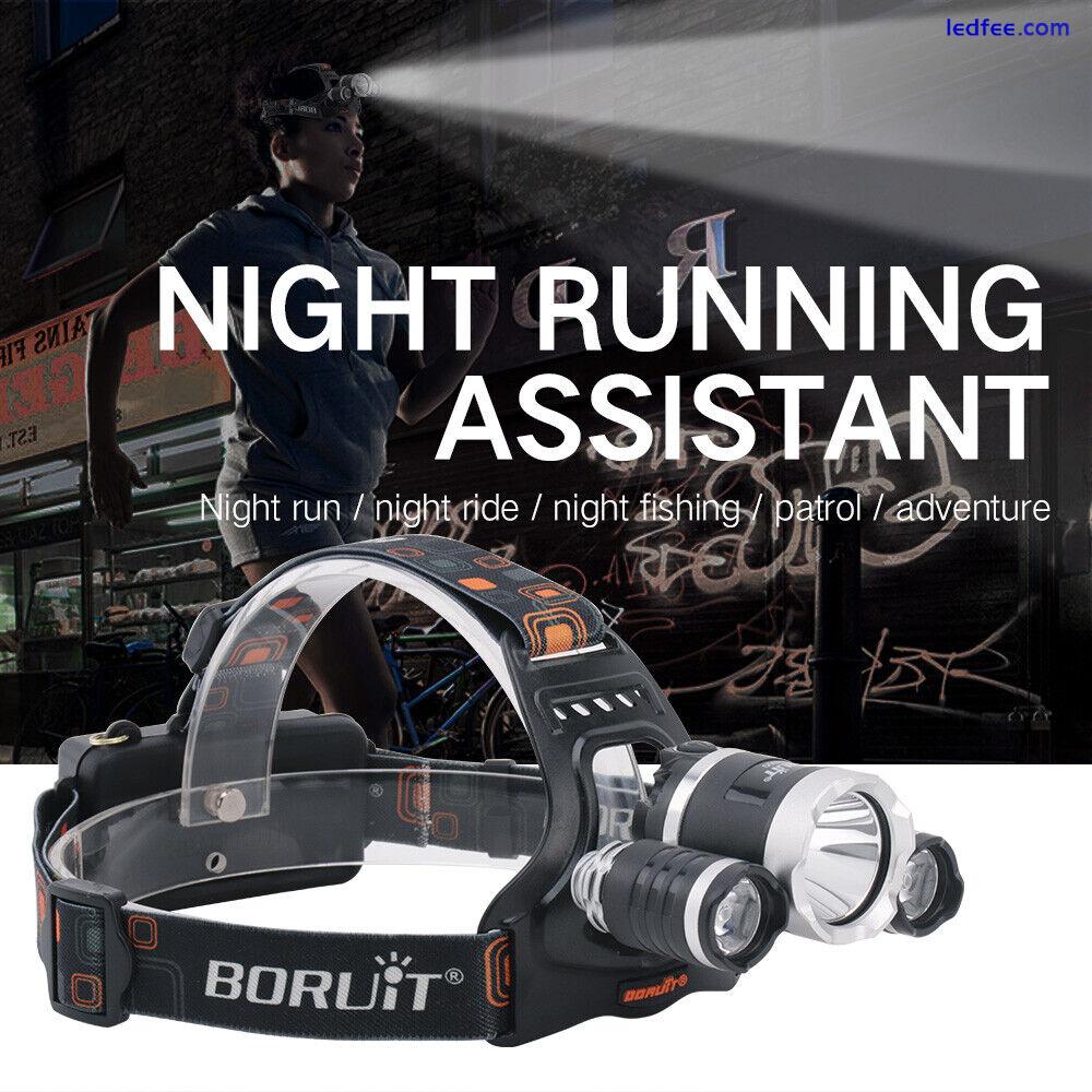 9000LM BORUIT headlamp LED Torch White+green Light USB Rechargeable Headlight 5 