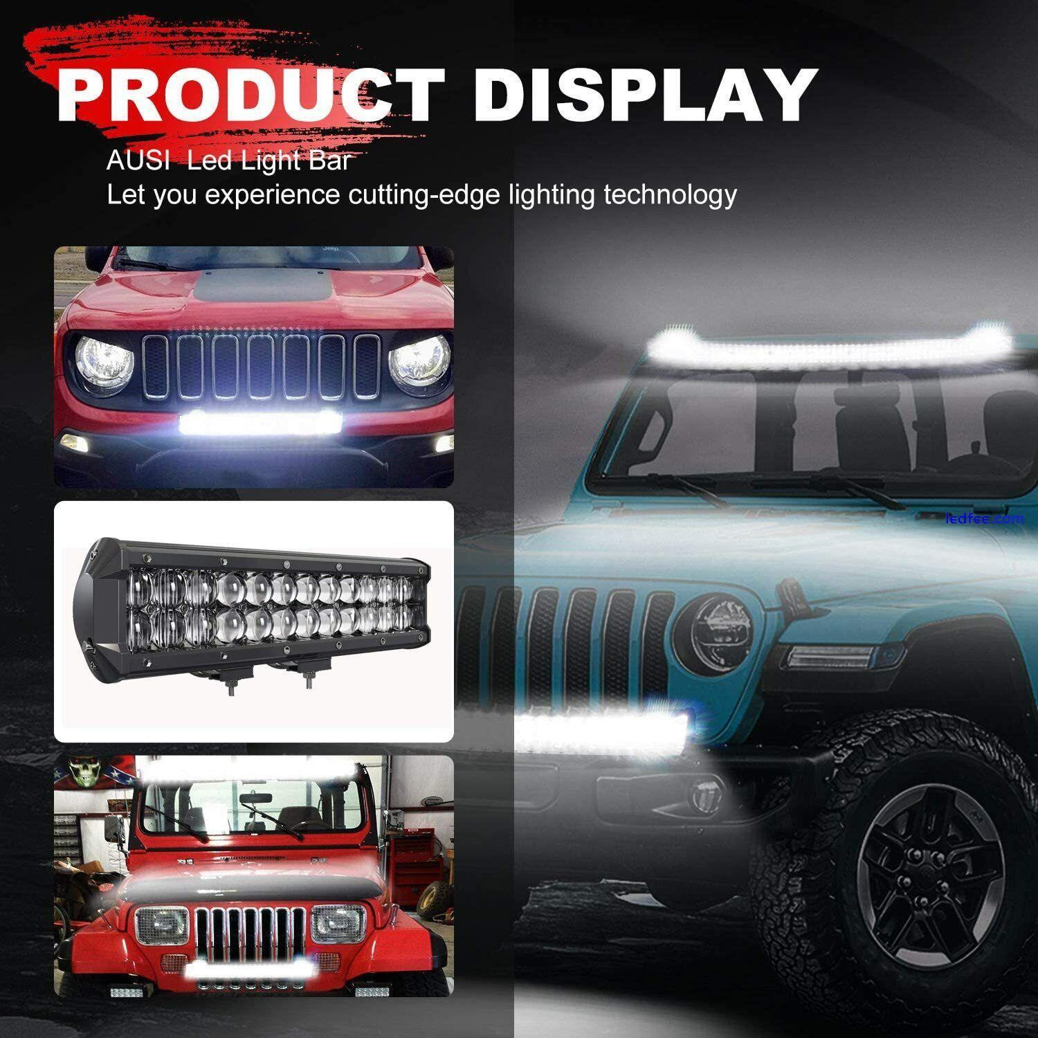 12Inch 5D Led Work Light Bar w/Wire +2x 4" Pods Combo Offroad Driving Fog Lights 0 