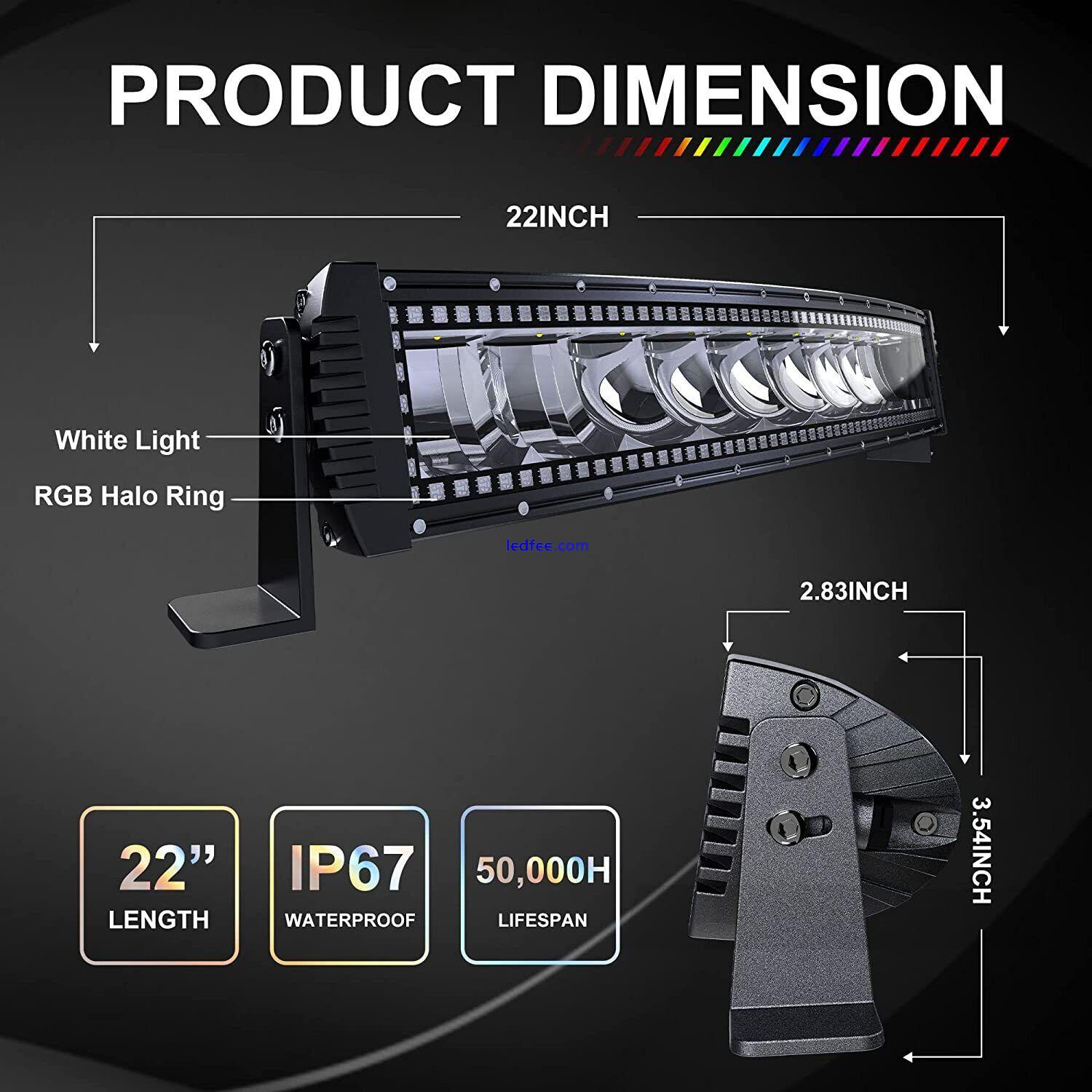 22"In Offroad Flood Spot Combo 120W RGB Halo Halo Curved LED Light Bar for Truck 0 