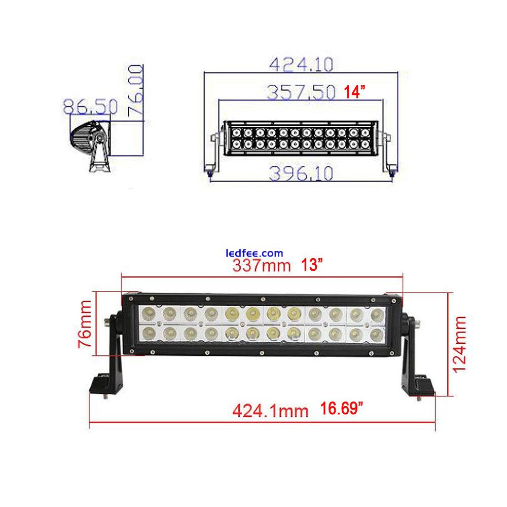 72W 14" Led Work light Bar Offroad RGB halo ring Chasing+ 2x 3'' flush mount Pod 0 