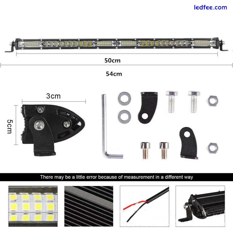 19in Car 40LED Row Flood Spot Combo Bar Driving Waterproof White Led Work Light 1 