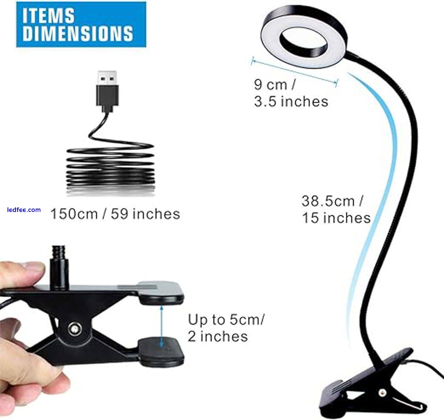 KNAMKY USB LED Desk Lamp Clip On Light Reading Studying Dimmable Lighting NEW 1 