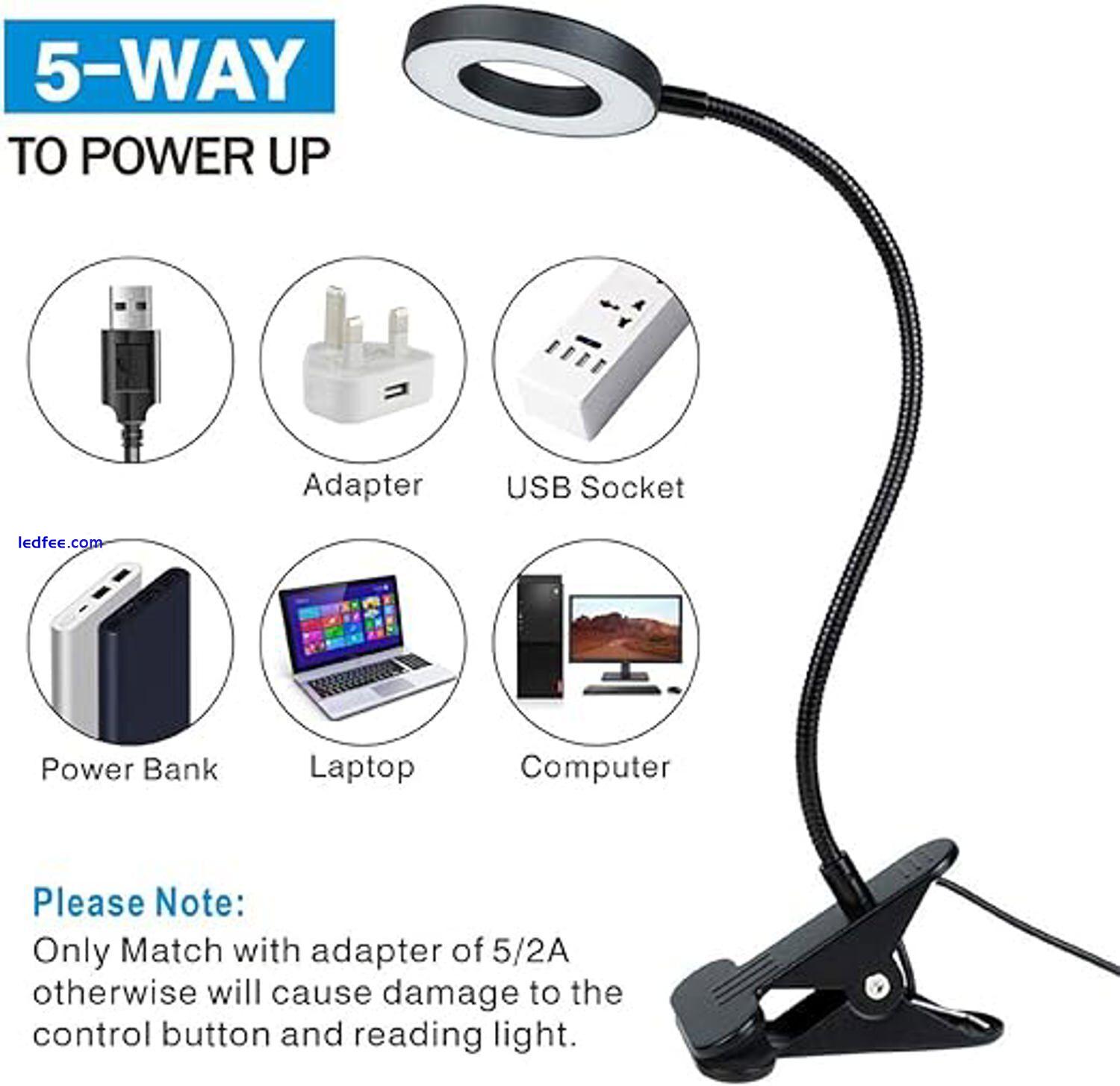 KNAMKY USB LED Desk Lamp Clip On Light Reading Studying Dimmable Lighting NEW 0 