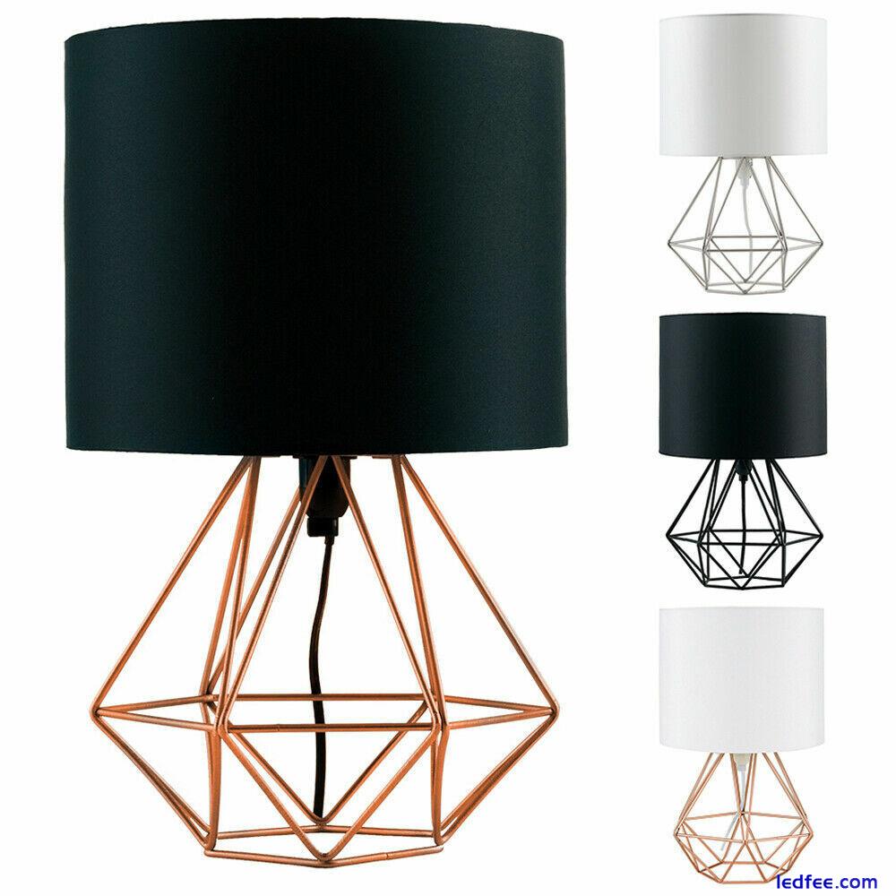 Bedside Table Lamp Industrial Metal Living Room Desk Light Geometric LED Bulb 0 