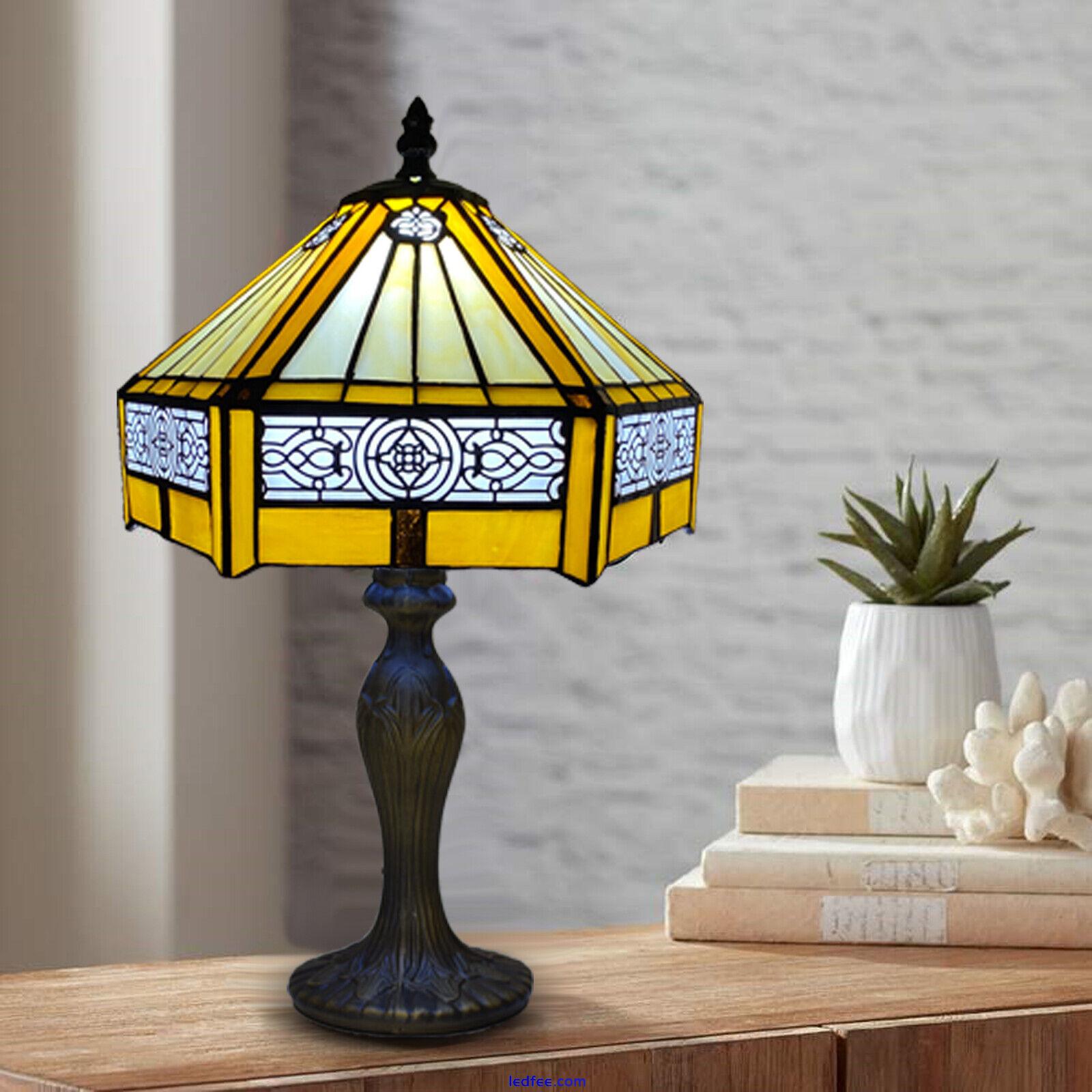 Tiffany Style Table Lamp Stained Glass Handcrafted Bedside Light Desk Lamps UK 4 