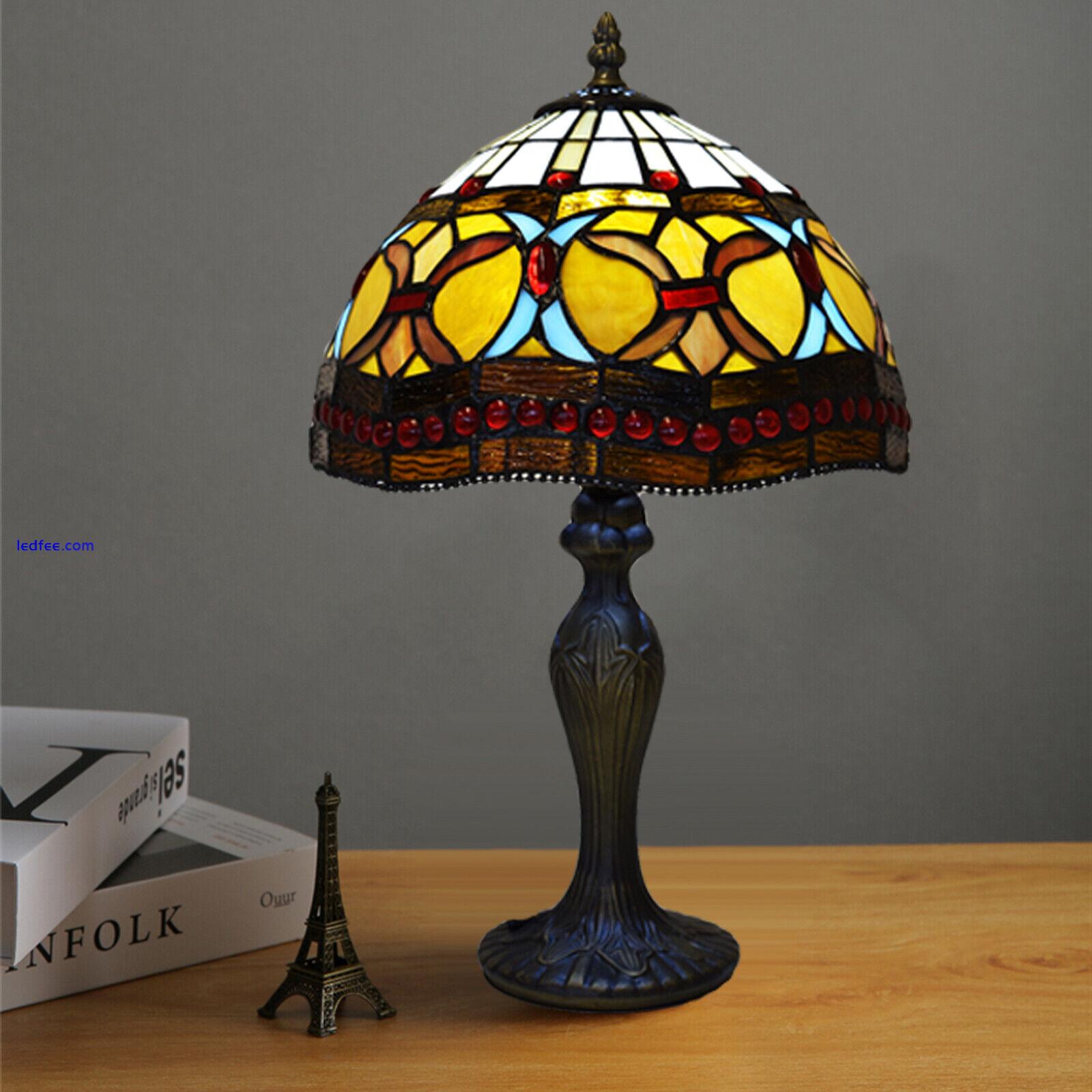 Tiffany Style Table Lamp Stained Glass Handcrafted Bedside Light Desk Lamps UK 0 