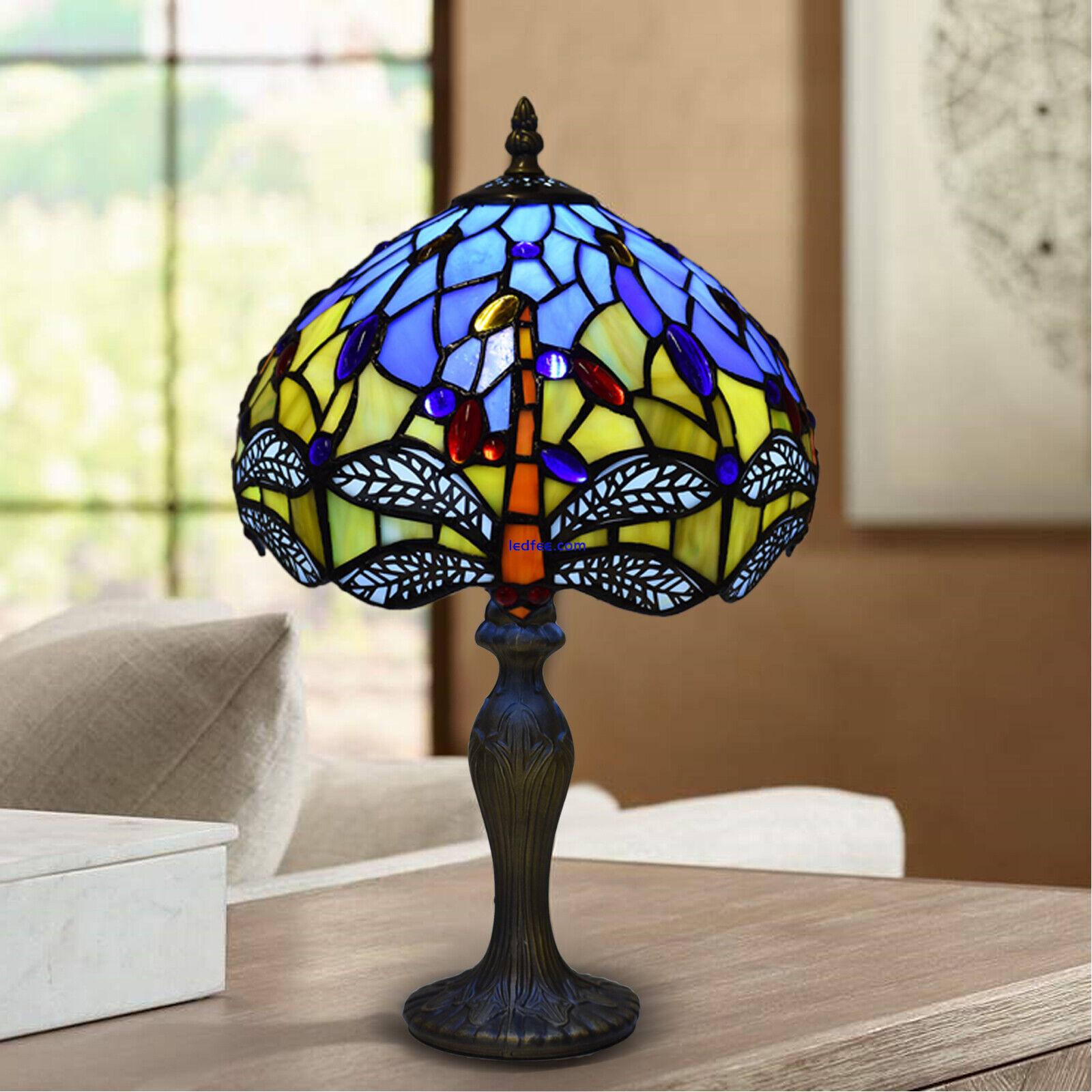 Tiffany Style Table Lamp Stained Glass Handcrafted Bedside Light Desk Lamps UK 2 