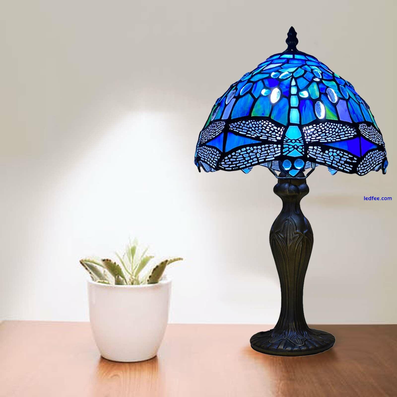 Tiffany Style Table Lamp Stained Glass Handcrafted Bedside Light Desk Lamps UK 5 