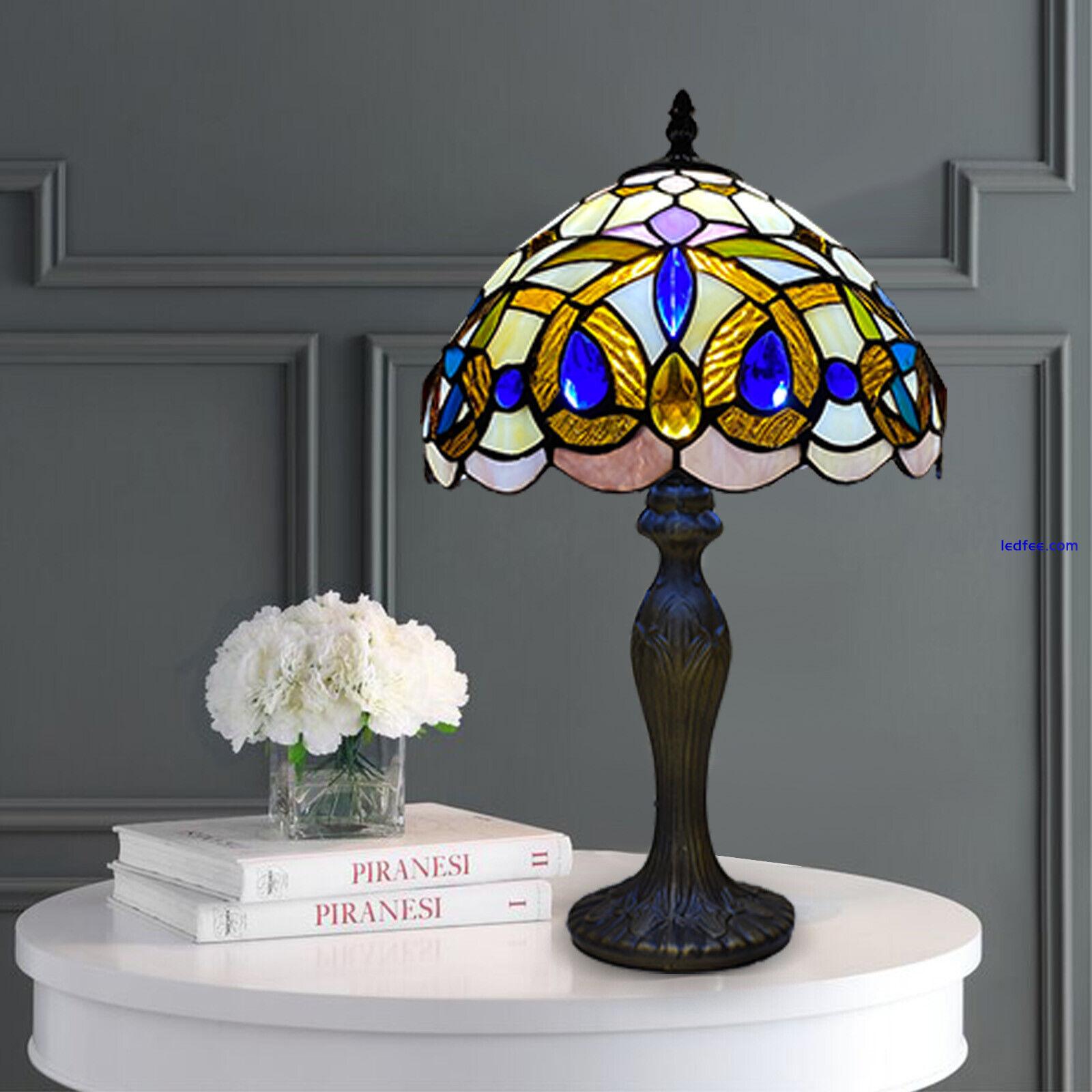 Tiffany Style Table Lamp Stained Glass Handcrafted Bedside Light Desk Lamps UK 3 