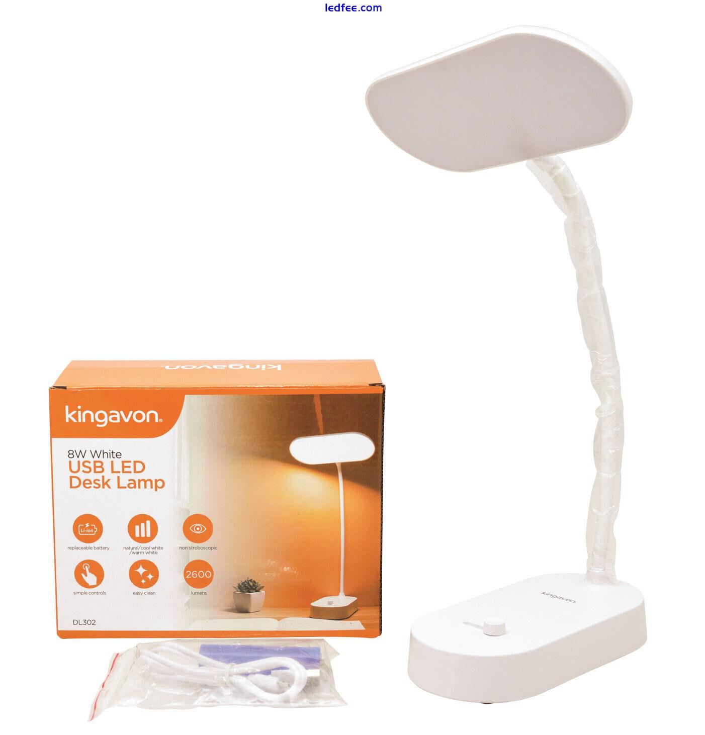 Desk Lamp LED USB Rechargeable Adjustable Bright Table Reading Light White 0 