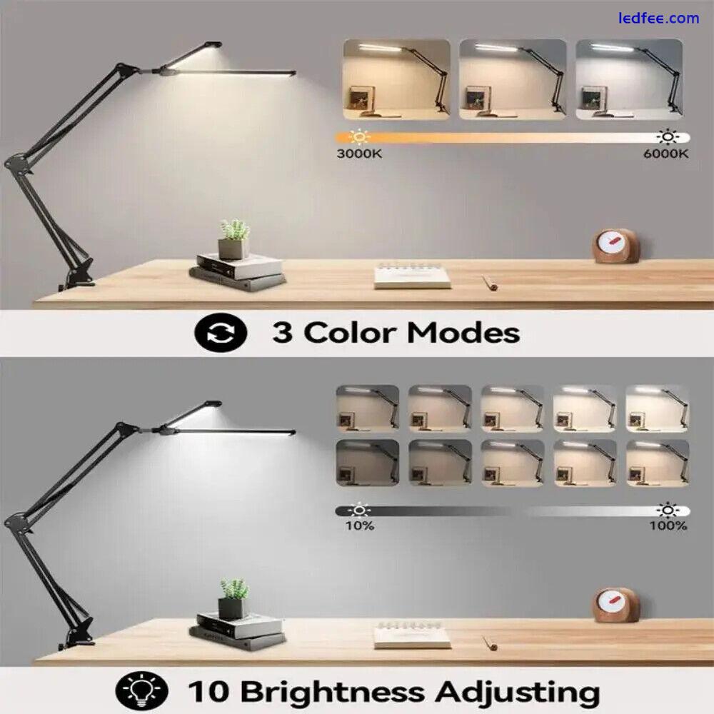 Verstellbare LED-Schreibtischlampe: Doppelter Schwenkarm, augenschonend, dimmbar 3 