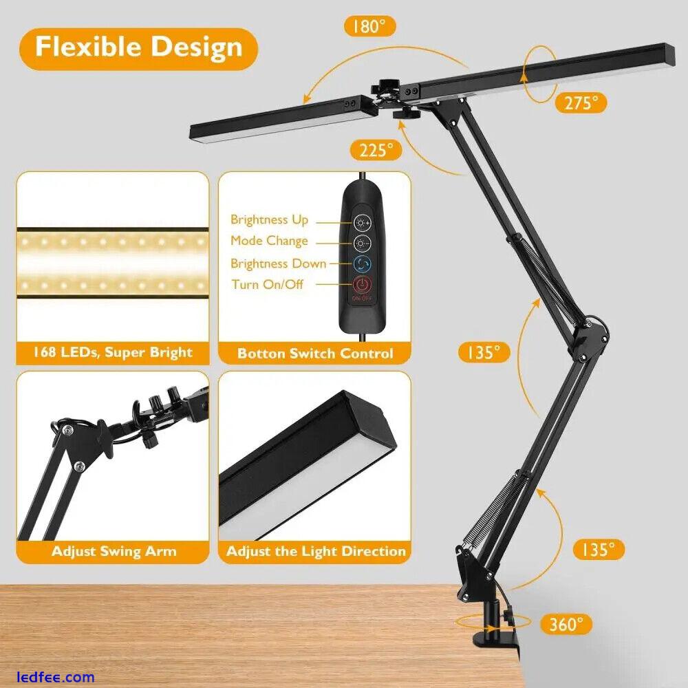 Verstellbare LED-Schreibtischlampe: Doppelter Schwenkarm, augenschonend, dimmbar 2 