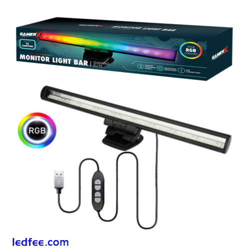 Computer Colour Changing Monitor Light Bar USB Screen Desk Lamp LED RGB GELE6135 1 