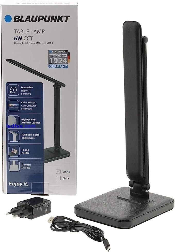 Blaupunkt LED Easy On The Eyes  Black Desk Lamp Dimmable 3000-6000K USB Charging 4 