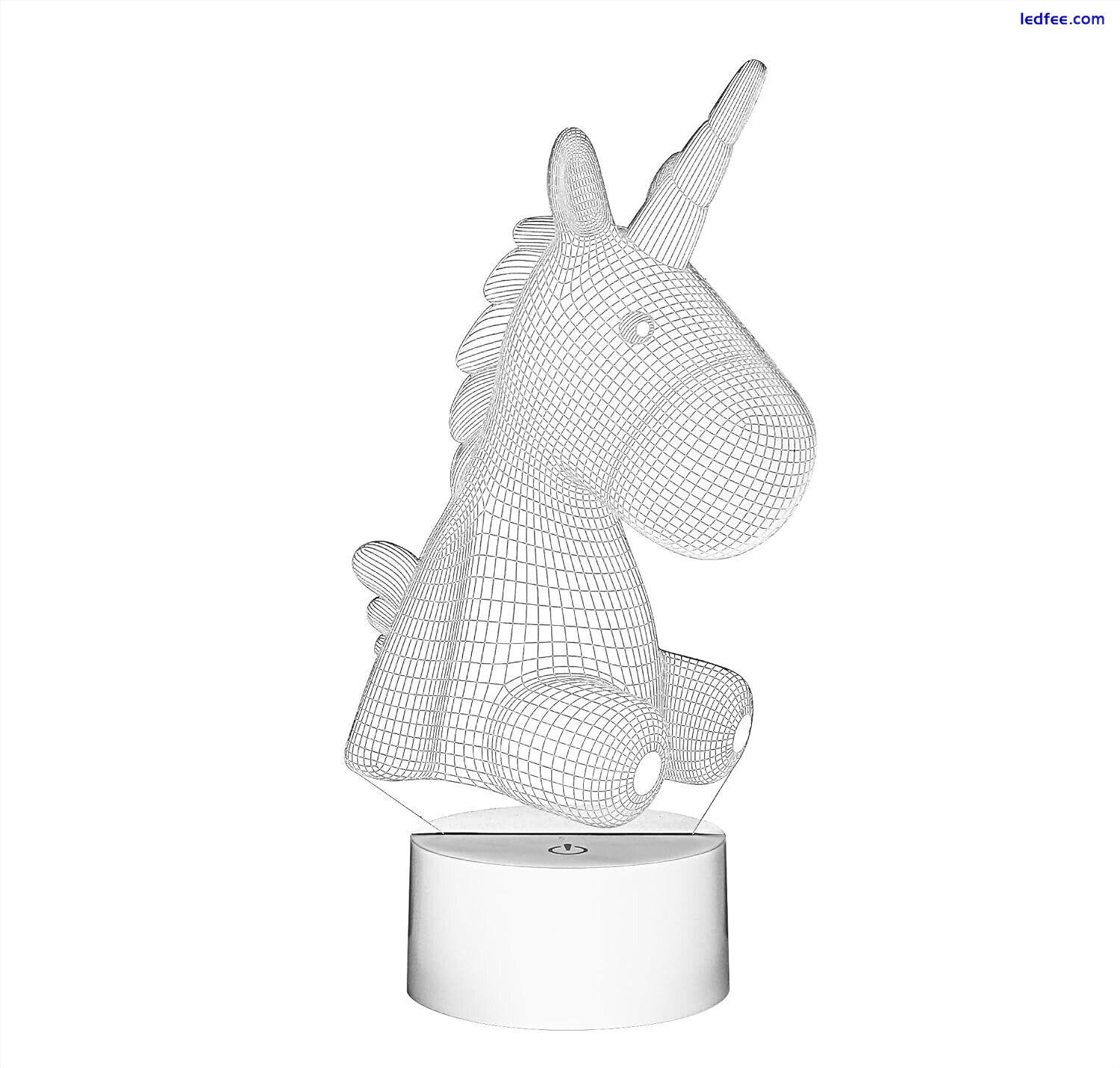 3D Illusion Unicorn LED Night Light Desk Lamp Kids Gift Room Touch Control Light 1 