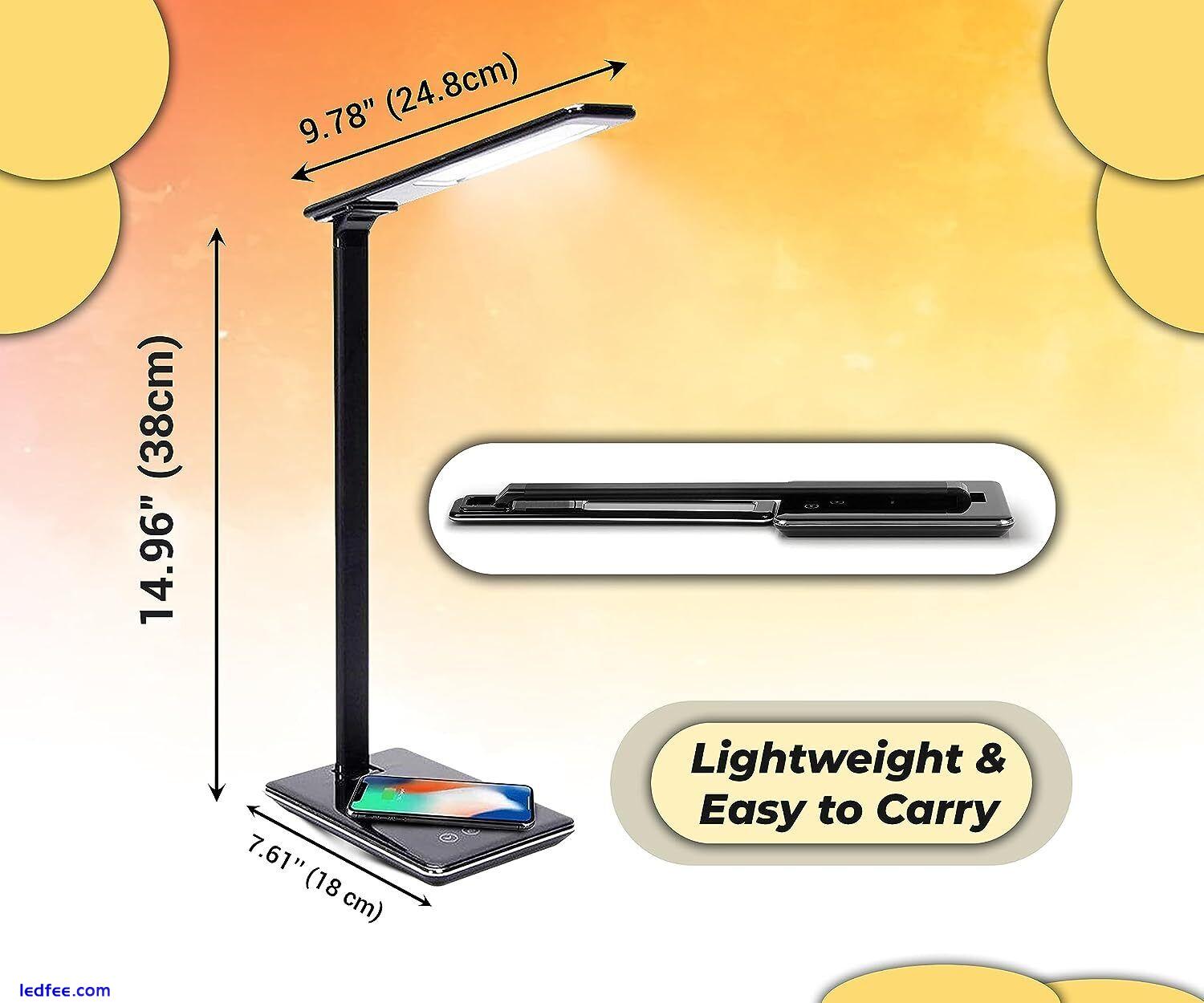 LED Desk Lamp With Wireless Charging Dimmable Eye Caring Light Type-C Power Port 1 