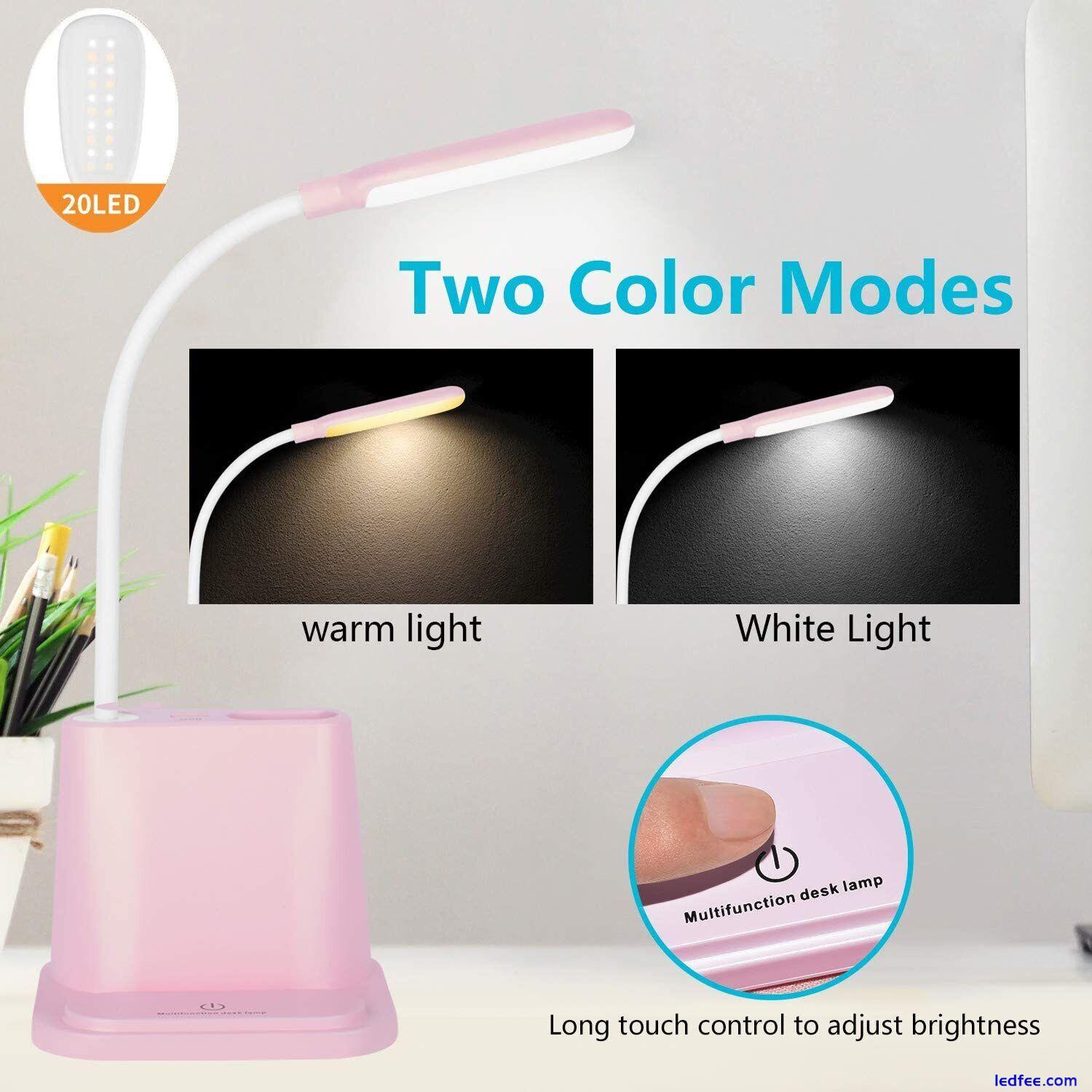 LED Desk Lamp Touch Bedside Study Reading Table Night Light USB Ports Dimmable 0 