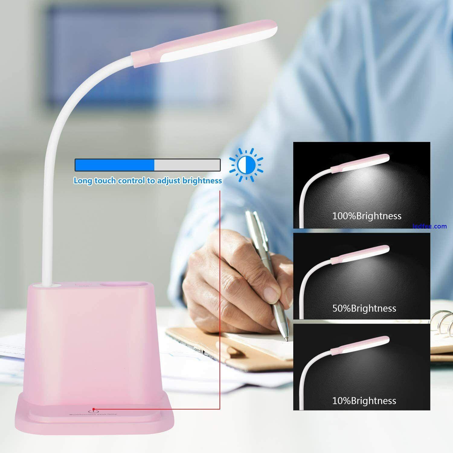 LED Desk Lamp Touch Bedside Study Reading Table Night Light USB Ports Dimmable 4 