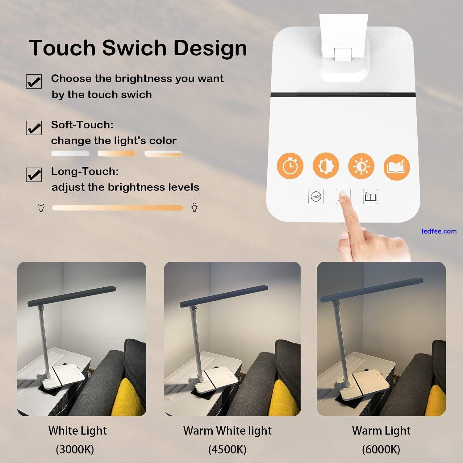 LED Desk Lamp Touch Control Lamp Eye-Caring 3 Color Modes Brightness Adjustable 1 