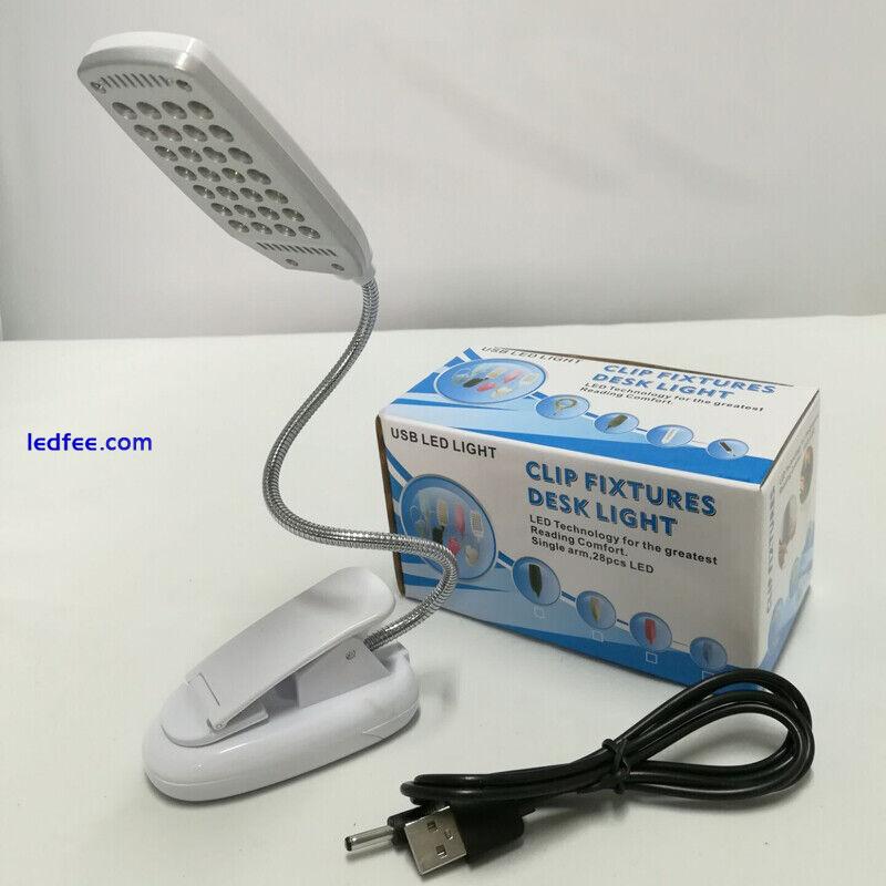 Flexible USB/Battery 28 LED Clip-On Reading Desk Table Lamp Light 4 Colors Power 2 