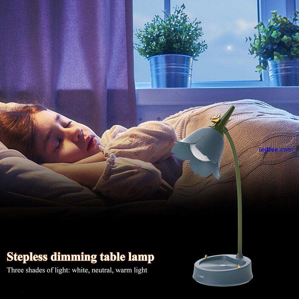 LED Desk Lamp Stepless Dimming Flower Eye Protection Table Night Light (Blue) 2 