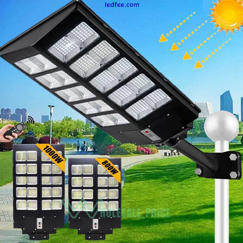 LED Solar Street Light Lamp 990000000LM Cool White Dusk-to-Dawn IP67 Remote&Pole 0 