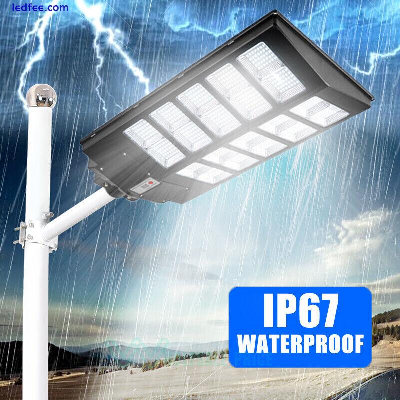 LED Solar Street Light Lamp 990000000LM Cool White Dusk-to-Dawn IP67 Remote&Pole 5 